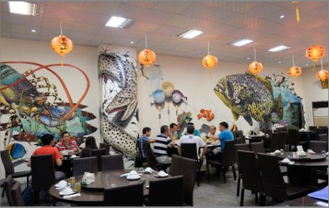 旬阳海鲜餐厅墙体彩绘